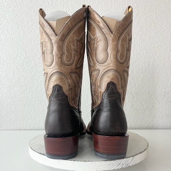 Rod Patrick Mens Cowboy Boots 10AA Antique Mocha Bison Brown Western Blunt Toe - Picture 3 of 12